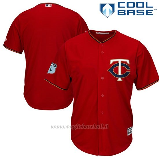 Maglia Baseball Uomo Minnesota Twins Scarlet 2017 Allenamento Primaverile Cool Base